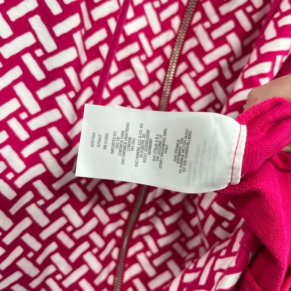 Susan Graver Weekend Pink Geometric Zip Front Hoodie Casual Jacket Size XL - Picture 6 of 10
